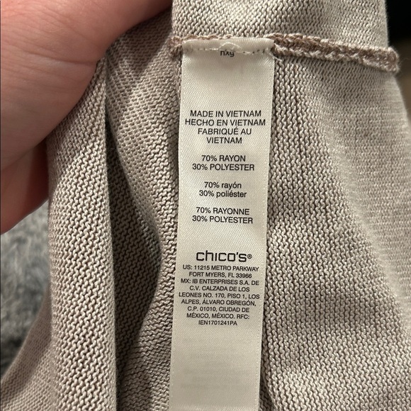 Chico's Taupe Brown Boat Neck Nautical Dolman Sleeve Knit Top Size 1/Medium - Picture 7 of 9